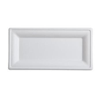 White Compostable Rectangular Side Plate 260 x 130mm - Reed Pulp