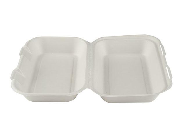 White Compostable Clamshell Food Box 240mm