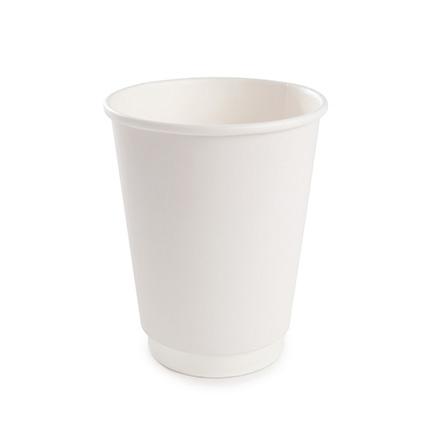 White Compostable Double Walled Cup 340ml . - Paper & PLA