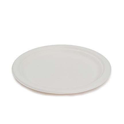 White Compostable Bagasse Side Plate 180mm  - Reed Pulp