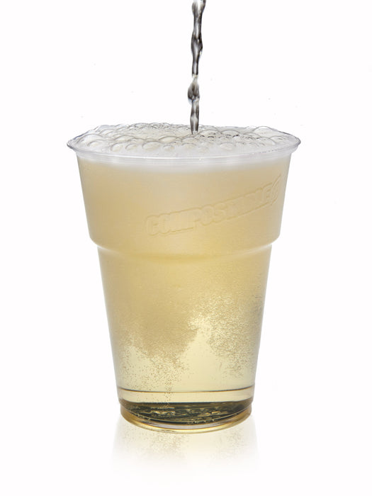 Clear Compostable Plastic Pint Glass 570ml - CE Stamped To Rim