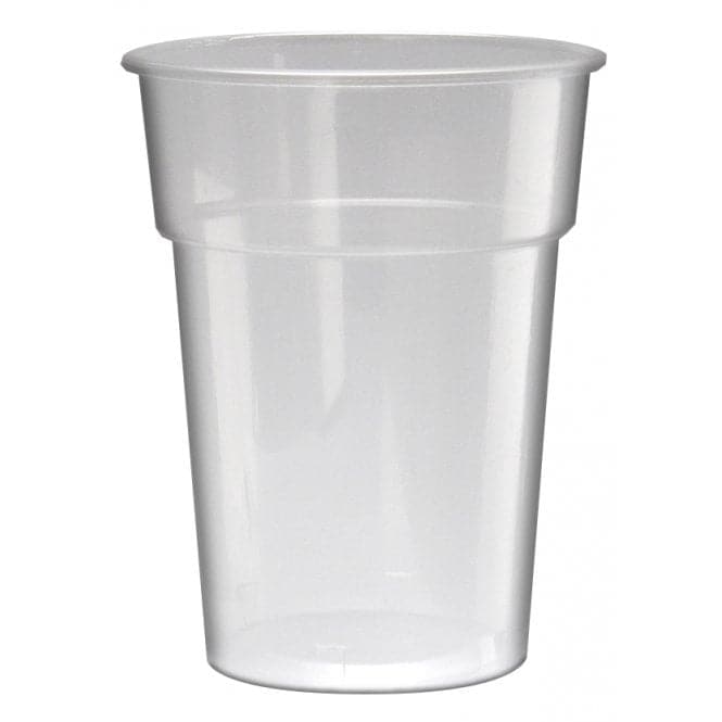 Clear Disposable Recyclable Plastic Half Pint Glass 284ml - UKCA Stamped to Rim