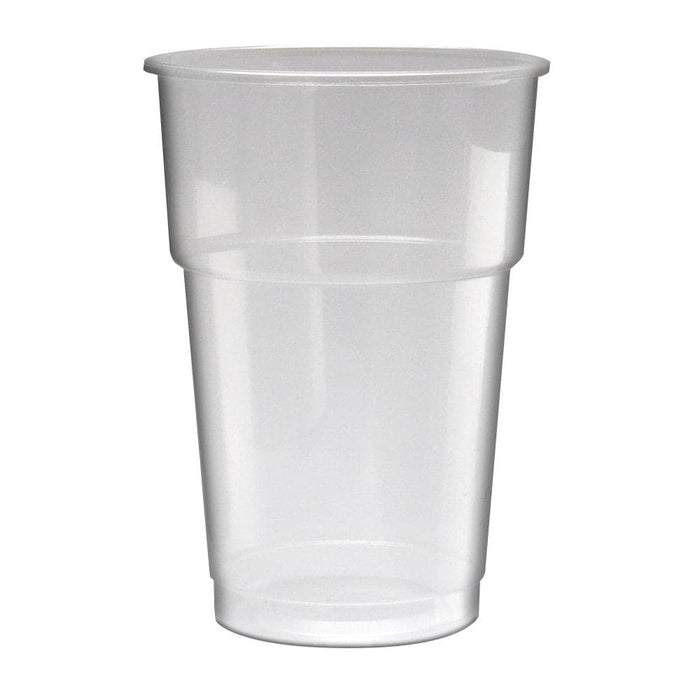 Clear Disposable Recyclable Plastic Pint Glass 681ml - UKCA Stamped to Line