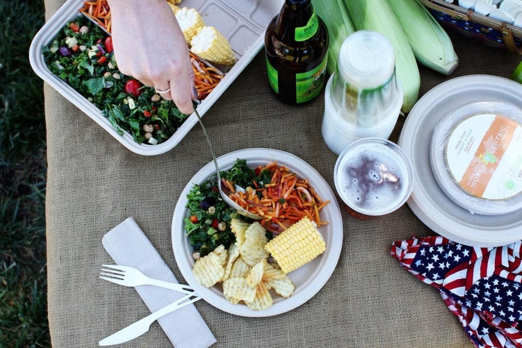 White Compostable Bagasse Side Plate 180mm