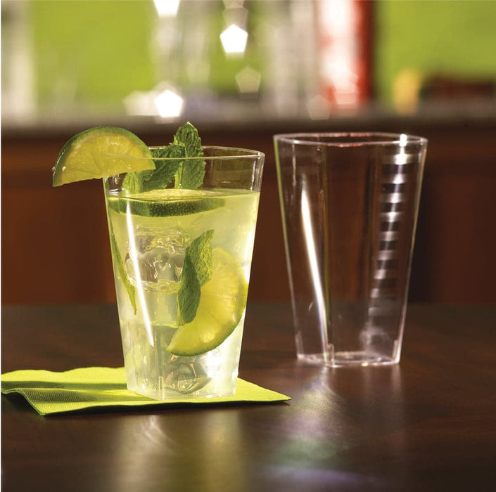 Clear Disposable Recyclable Plastic Square Tumbler Glass 473ml