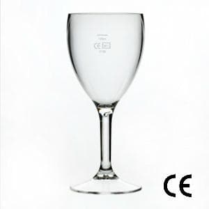 Clear Reusable Plastic Wine Glass 255ml - Polycarbonate UKCA Stamped