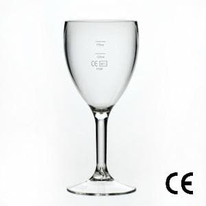 Clear Reusable Plastic Wine Glass 255ml - Polycarbonate CE/CA Stamped