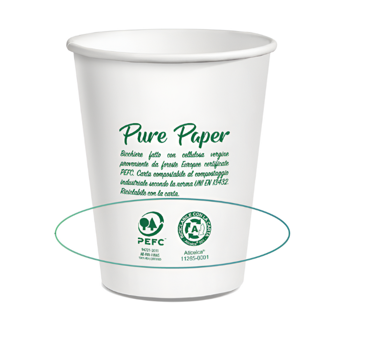 'Pure Paper' Single-Wall Liner-Free Recyclable & Compostable Cup 100ml- Paper