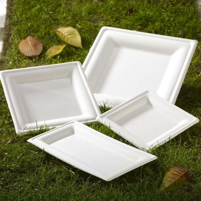 White Compostable Square Dinner Plate 260mm