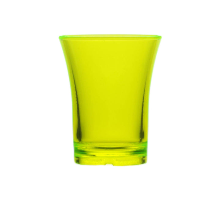 25ml Neon Reusable Plastic Shot Glass Box of 100 - Polystyrene UKCA Stamped to Rim